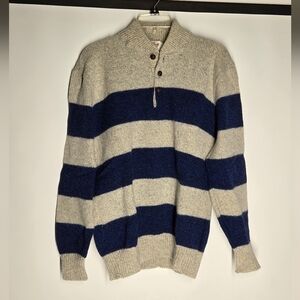 Bog Sport Vintage Blue and Gray Striped Crewneck Sweater